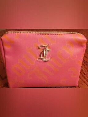 Juicy Couture Pink Logo Cosmetic Pouch with Gold Accent